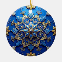 Ornement de fête décoratif bleu or