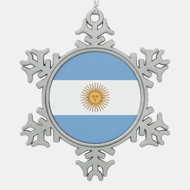 Ornement de flocon de neige avec drapeau argentin (Devant)