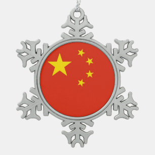 Ornement de flocon de neige avec drapeau chinois