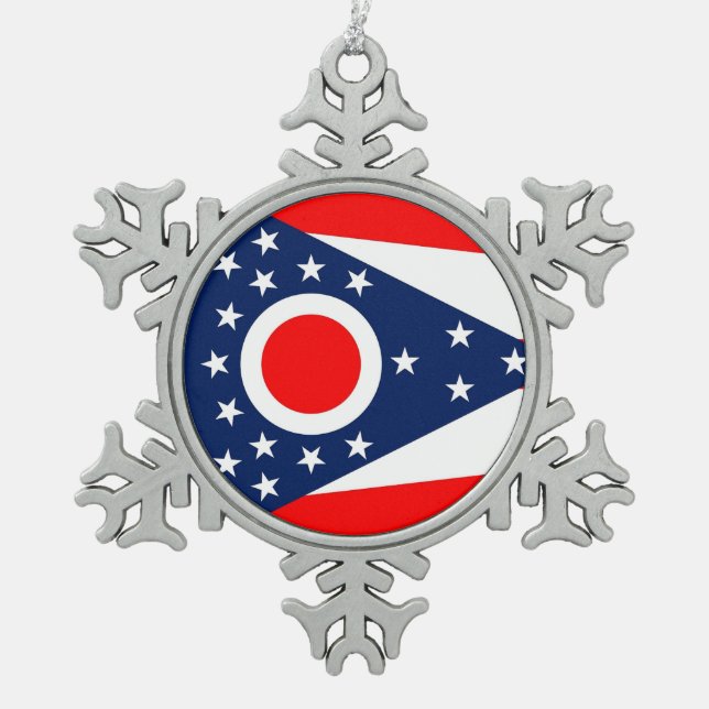 Ornement de flocon de neige avec drapeau de l'Ohio (Devant)