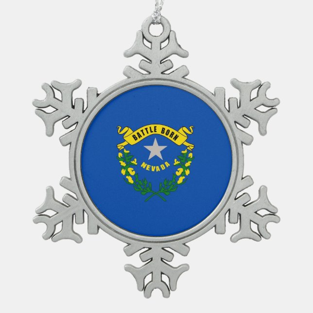 Ornement de flocon de neige avec drapeau du Nevada (Devant)