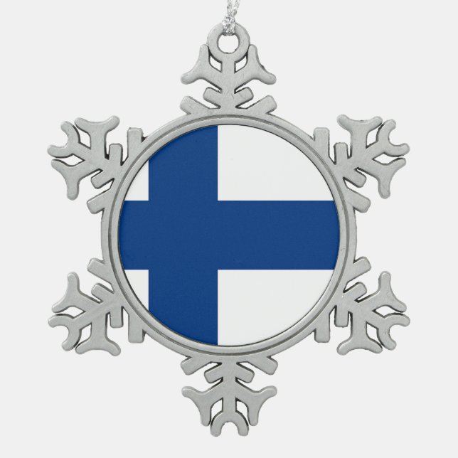 Ornement de flocon de neige avec drapeau finlandai (Devant)