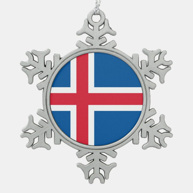 Ornement de flocon de neige avec drapeau islandais (Devant)