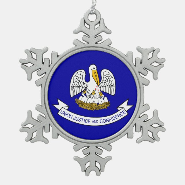 Ornement de flocon de neige avec drapeau Lousiana (Devant)