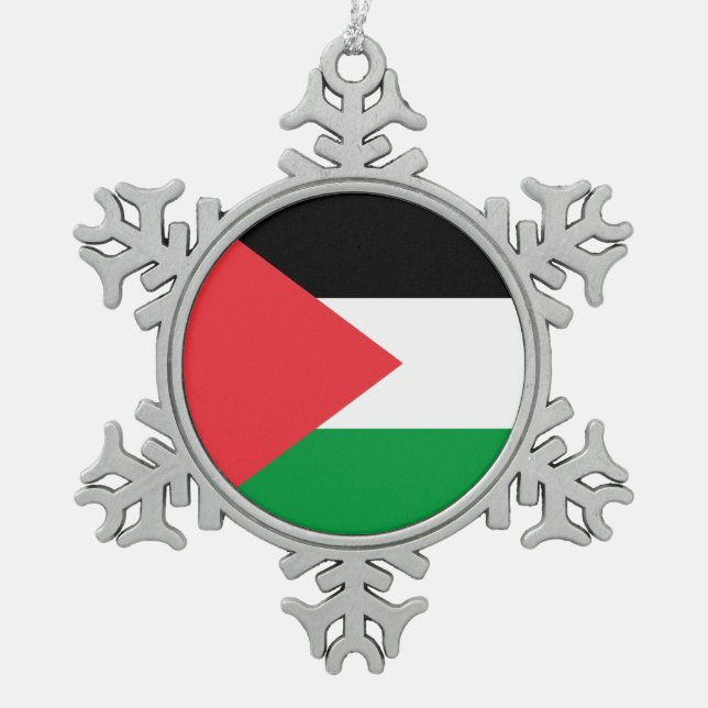 Ornement de flocon de neige avec drapeau palestini (Devant)