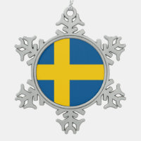 Ornement de flocon de neige avec drapeau suédois