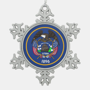 Ornement de flocon de neige avec drapeau Utah