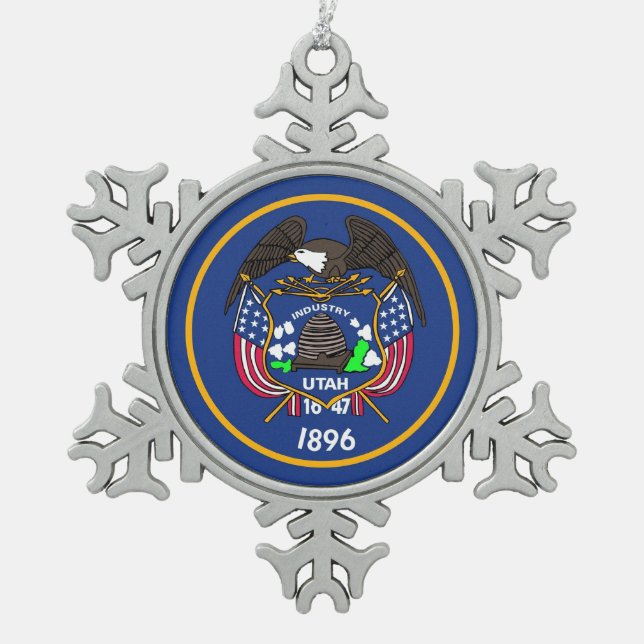 Ornement de flocon de neige avec drapeau Utah (Devant)
