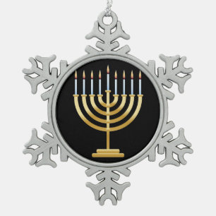 Ornement de flocon de neige de Chanukah menorah ju