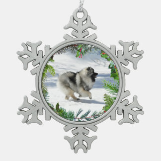 Ornement de flocon de neige de Keeshond d'hiver