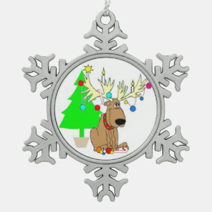Ornement de flocon de neige de Noël/rennes