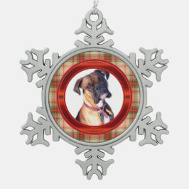 Ornement de flocon de neige de photo de plaid de