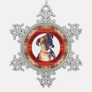 Ornement de flocon de neige de photo de plaid de