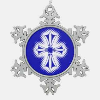 Ornement de flocon de neige d'étain/croix celtique