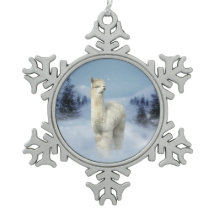 Ornement de flocon de neige d'étain d'alpaga de