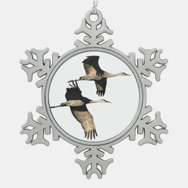 Ornement de flocon de neige d'oiseaux de grue de (Devant)