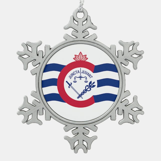 Ornement de flocon de neige en eau avec drapeau Ci (Devant)