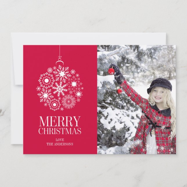 Ornement de flocon de neige Joyeux Carte photo de  (Devant)