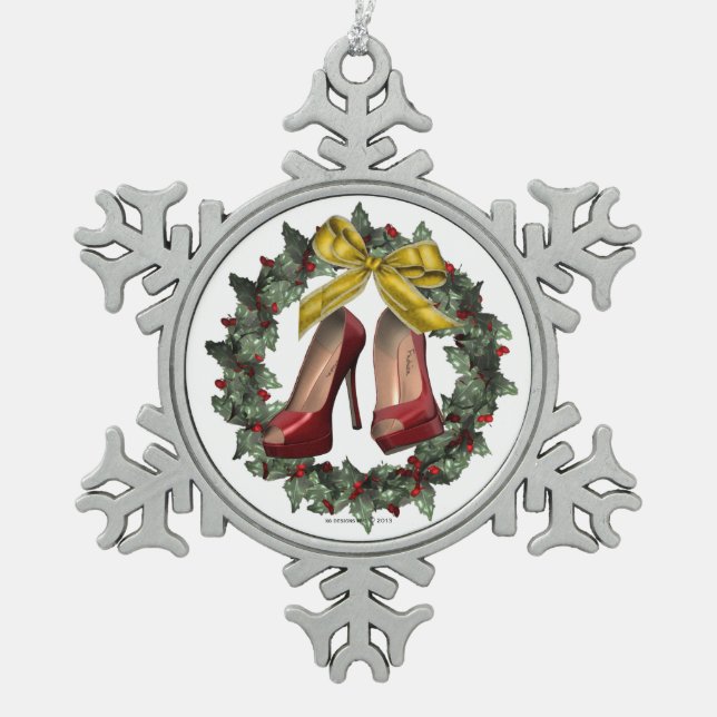 Ornement de flocon de neige rouge Stiletto (Devant)