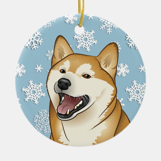 Ornement de flocons de neige de Shiba Inu de (Devant)