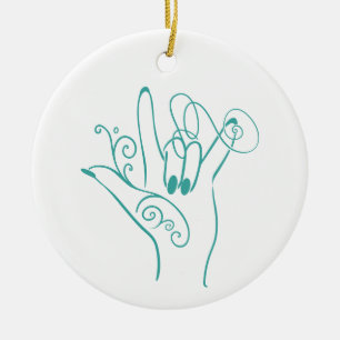 Ornement de forme de main ILY ASL - Personnaliser