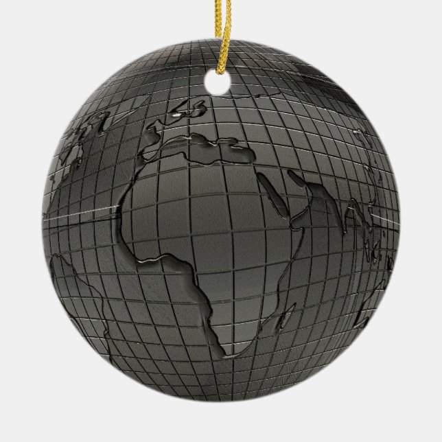 Ornement de globe du monde de regard en métal (Devant)