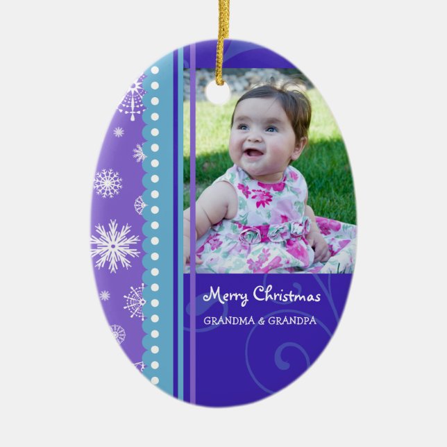 Ornement de grands-parents de Joyeux Noël de photo (Devant)