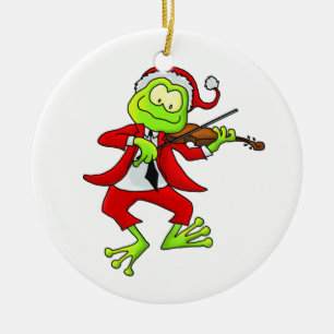 Ornement de grenouille de violon de Père Noël