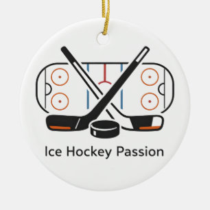 Ornement de hockey sur gazon avec nom blanc