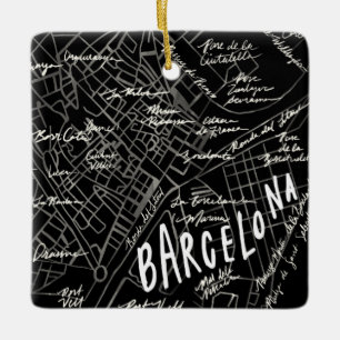 Ornement de la carte de Barcelone Espagne - Style 