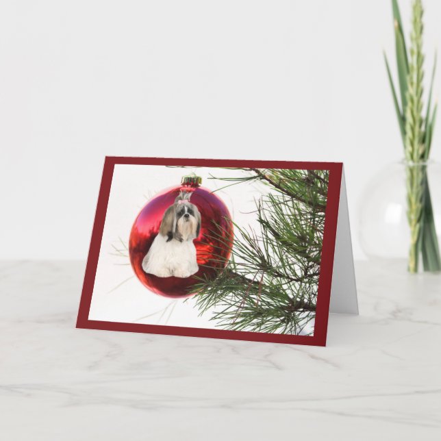 Ornement de la carte de Noël Shih Tzu (Devant)