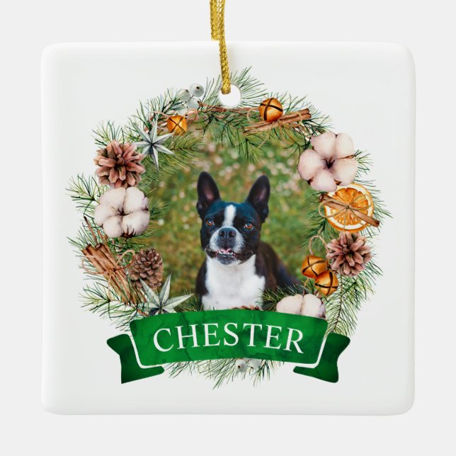 Ornement de la couronne de Noël de chien (Devant)