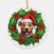 Ornement de la couronne de Noël Pit Bull