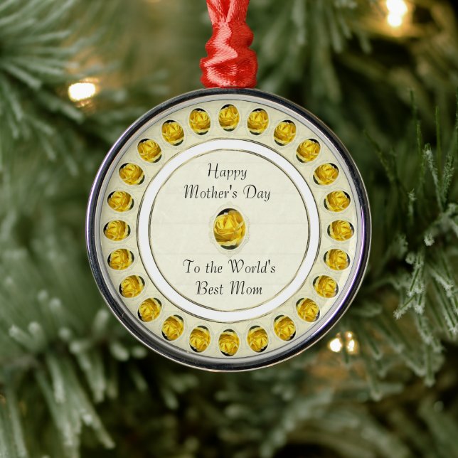 Ornement de la Fête des Mères Rose Jaune (Arbre)