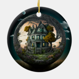 Ornement de la maison hantée d'Halloween déplaisan