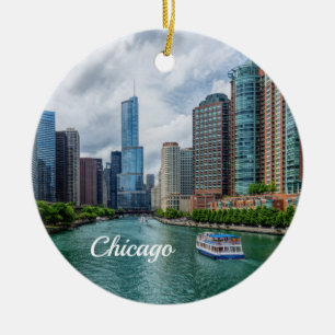 Ornement de la rivière Chicago et de la tour Trump
