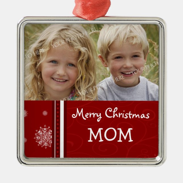 Ornement de maman de Joyeux Noël de photo (Devant)
