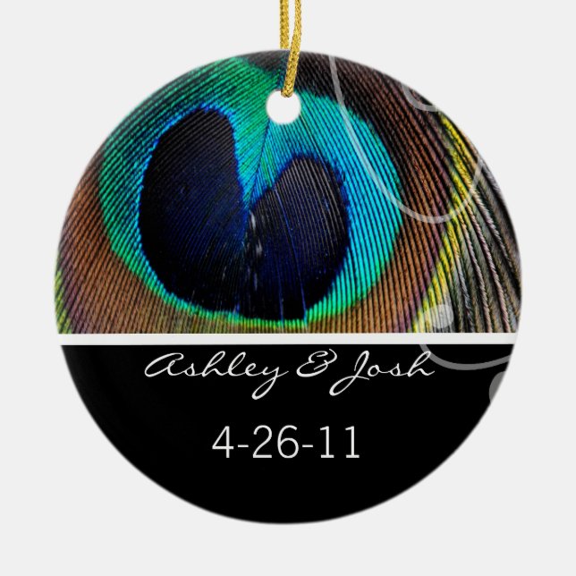 Ornement de mariage de plume de paon (Devant)