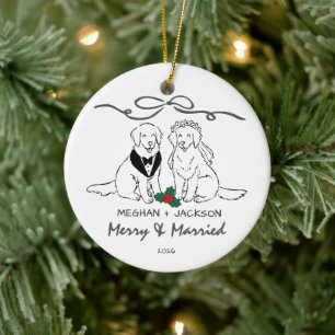 Ornement de mariage Golden Retriever