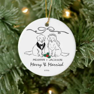 Ornement de mariage Golden Retriever