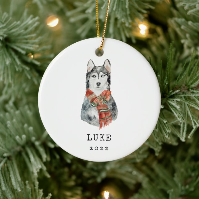 Ornement de mémorial de chien Husky de Sibérie (Arbre)