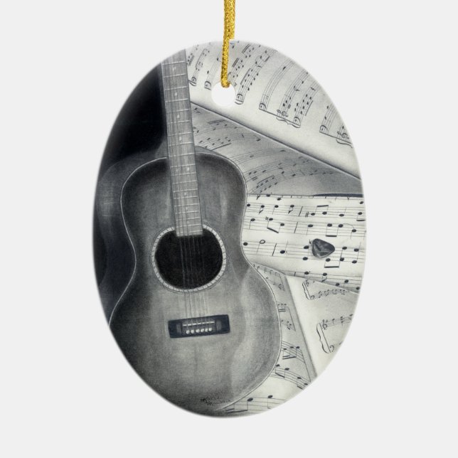 Ornement de musique de guitare et de feuille (Devant)