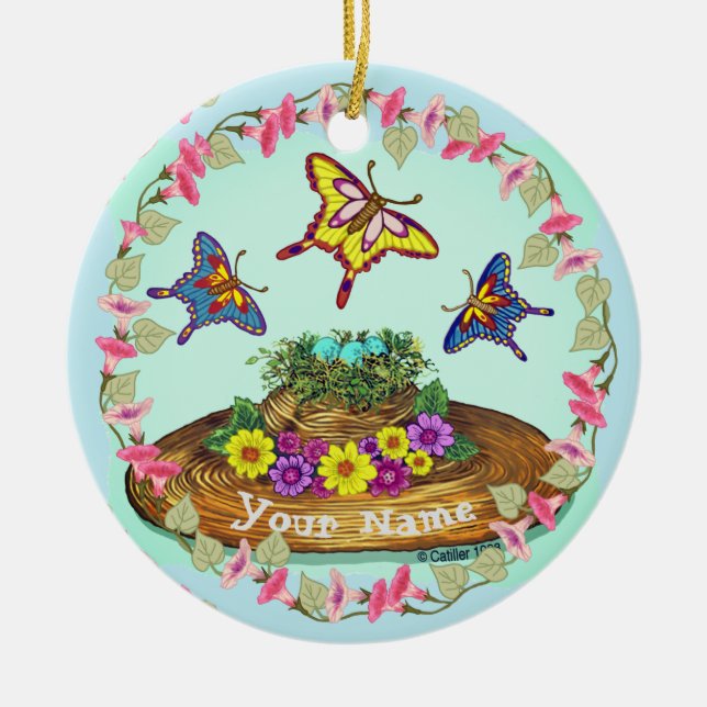 Ornement de nid d'oiseaux Casquettes de fleurs (Devant)