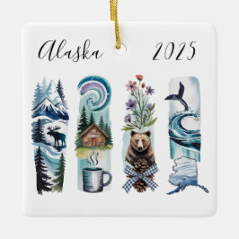 Ornement de Noël à l'aquarelle de l'État d'Alaska 
