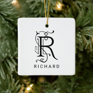 Ornement de Noël à monogramme élégant Lettre R