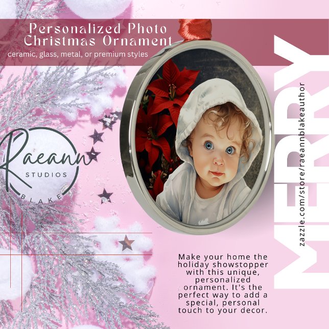 Ornement de Noël Arrière - plan floral personnalis (Créateur téléchargé)