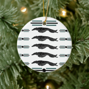 Ornement de Noël Art Déco Borzoï sautant