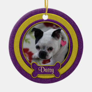 Ornement de Noël avec photo de compagnie violet et