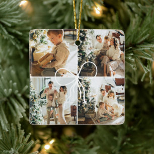 Ornement de Noël avec ruban à 4 photos, souvenir d