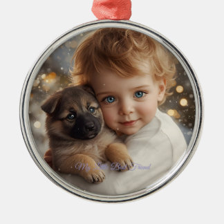 Ornement de Noël Bébé et Chiot Magie